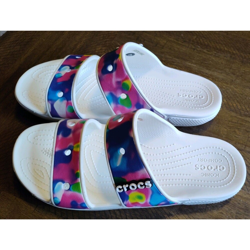 Crocs Unisex Slide On Shoe Size Mens 10 Womens 12 Solarized Crocs Logo